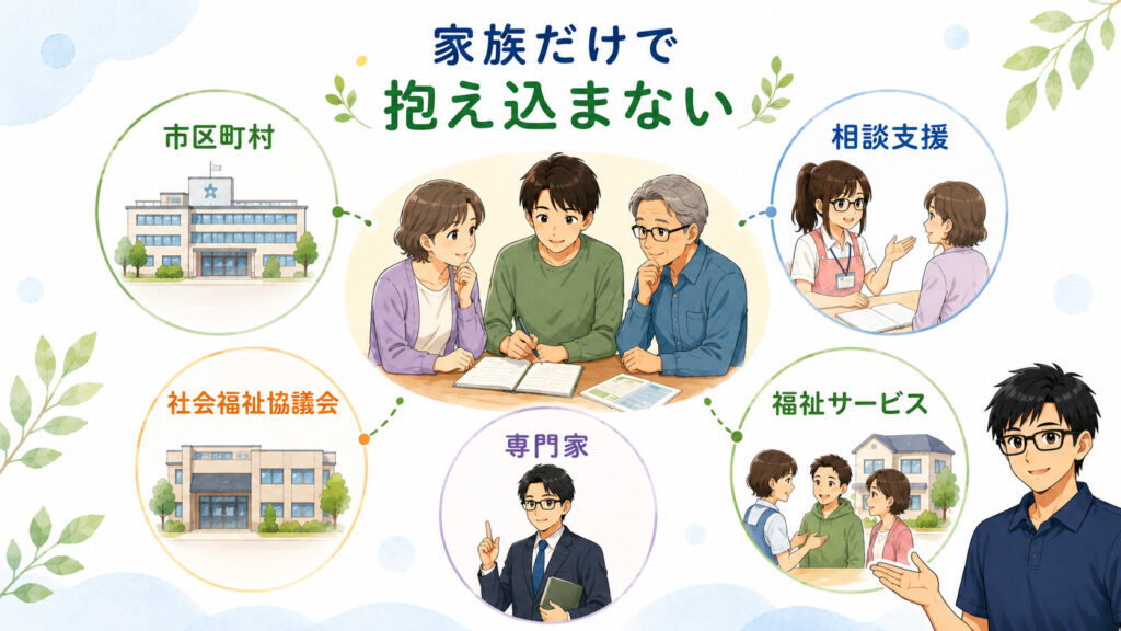 親亡き後に備えて相談先と福祉サービスを知るの図解